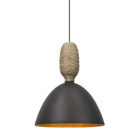 Besa Lighting Creed Cord Pendant, Dark Bronze with Gold Reflector, Bronze, 1x 9W LED 1XT-CREED-LED-BR